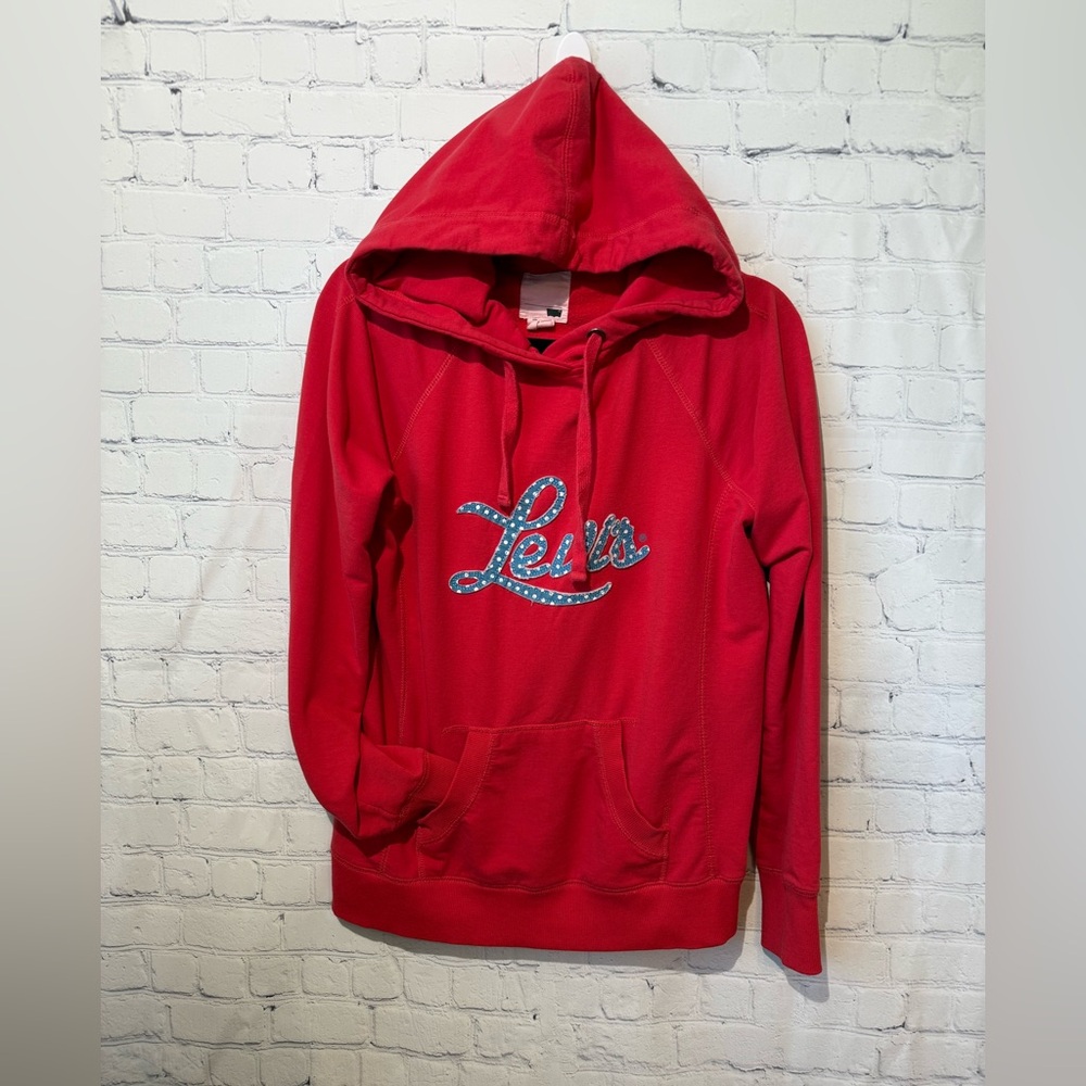 Levi’s size small red with blue polka dot appliquéd hoodie